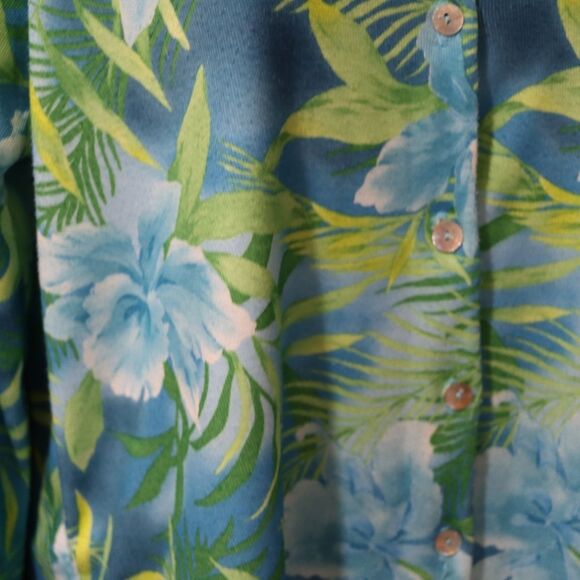 United States Sweaters Vintage Tropical Floral Cardigan Blue XL Made in USA - Picture 4 of 11